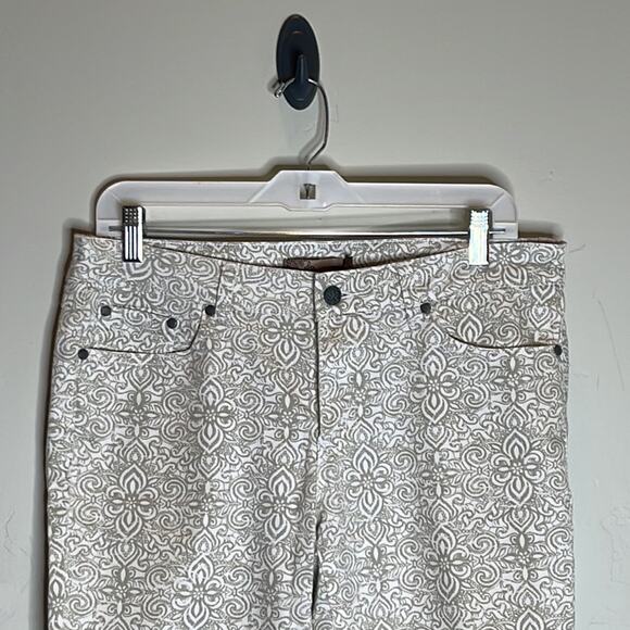 Prana Paisley Swirl Floral White Print Pants Size 10 - Picture 2 of 7